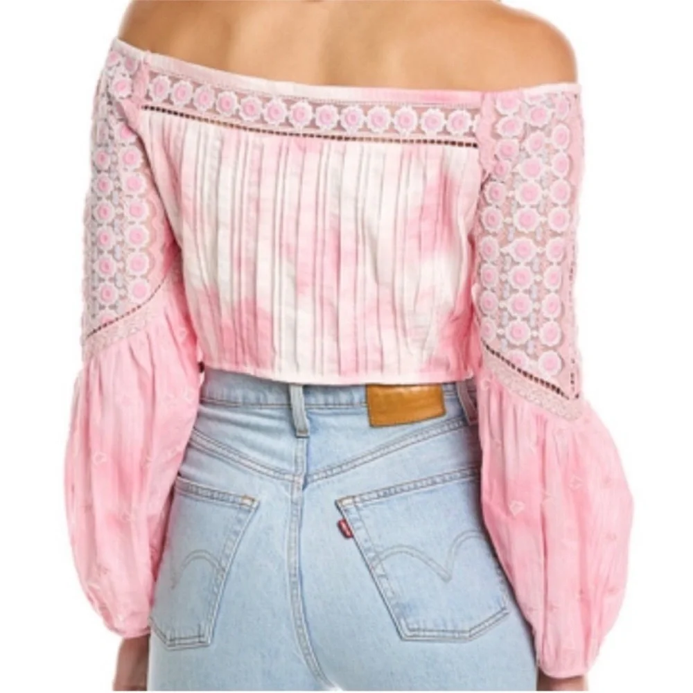 LoveShackFancy Perris Pink Zinnia Crop Top (2) Small